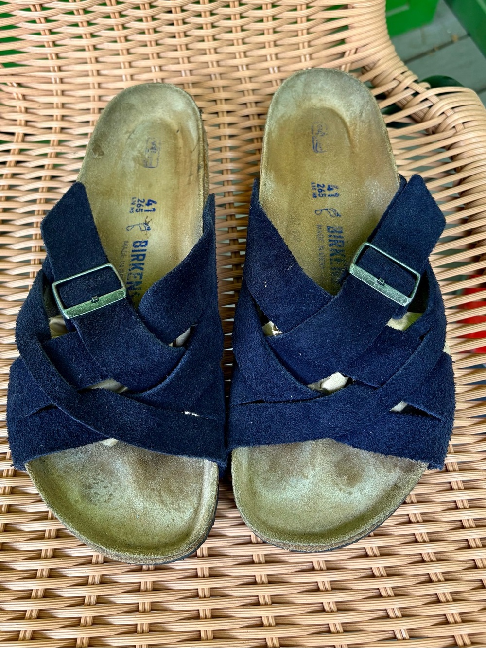 Birkenstock Women's Black Suede Crisscross Slide Sandals Size 41/womens 10